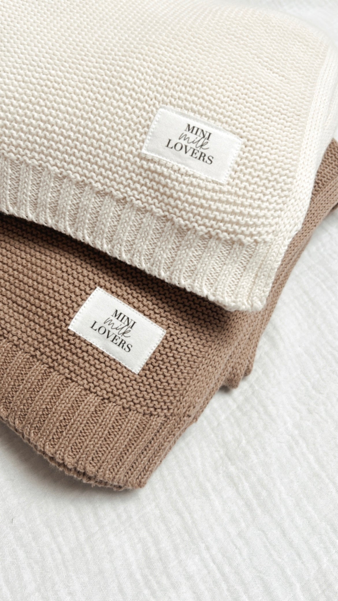 Handmade knitted blanket made from organic cotton