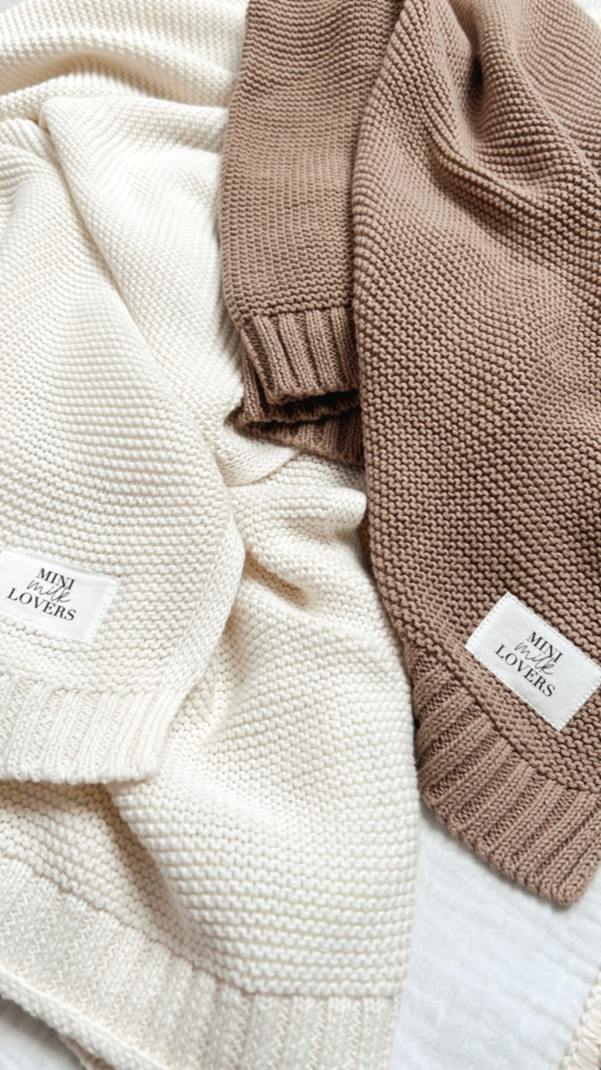 Handmade knitted blanket made from organic cotton