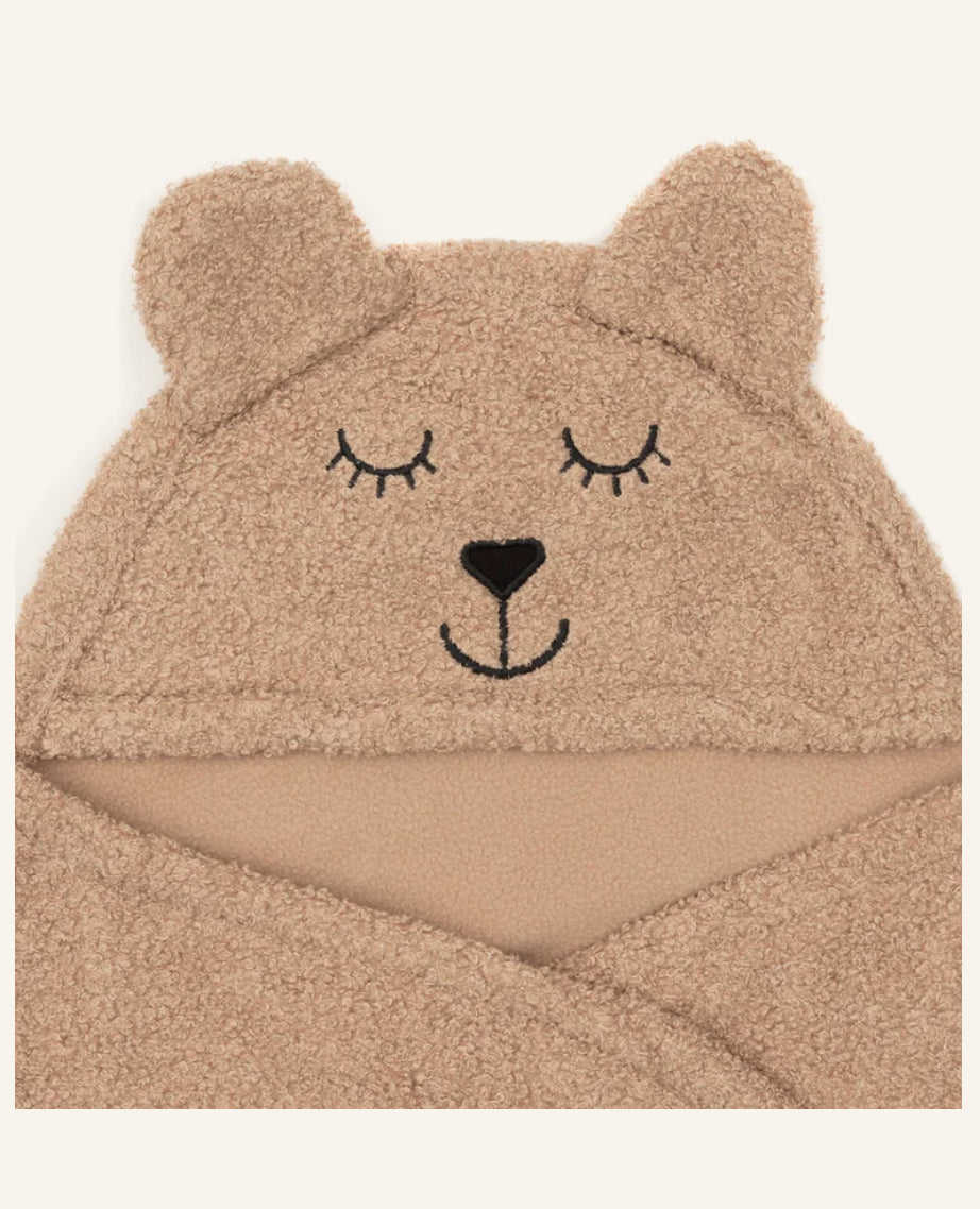 Organic cotton swaddle blanket, Bear Boucle for Maxi Cosi, Biscuit & Oatmeal
