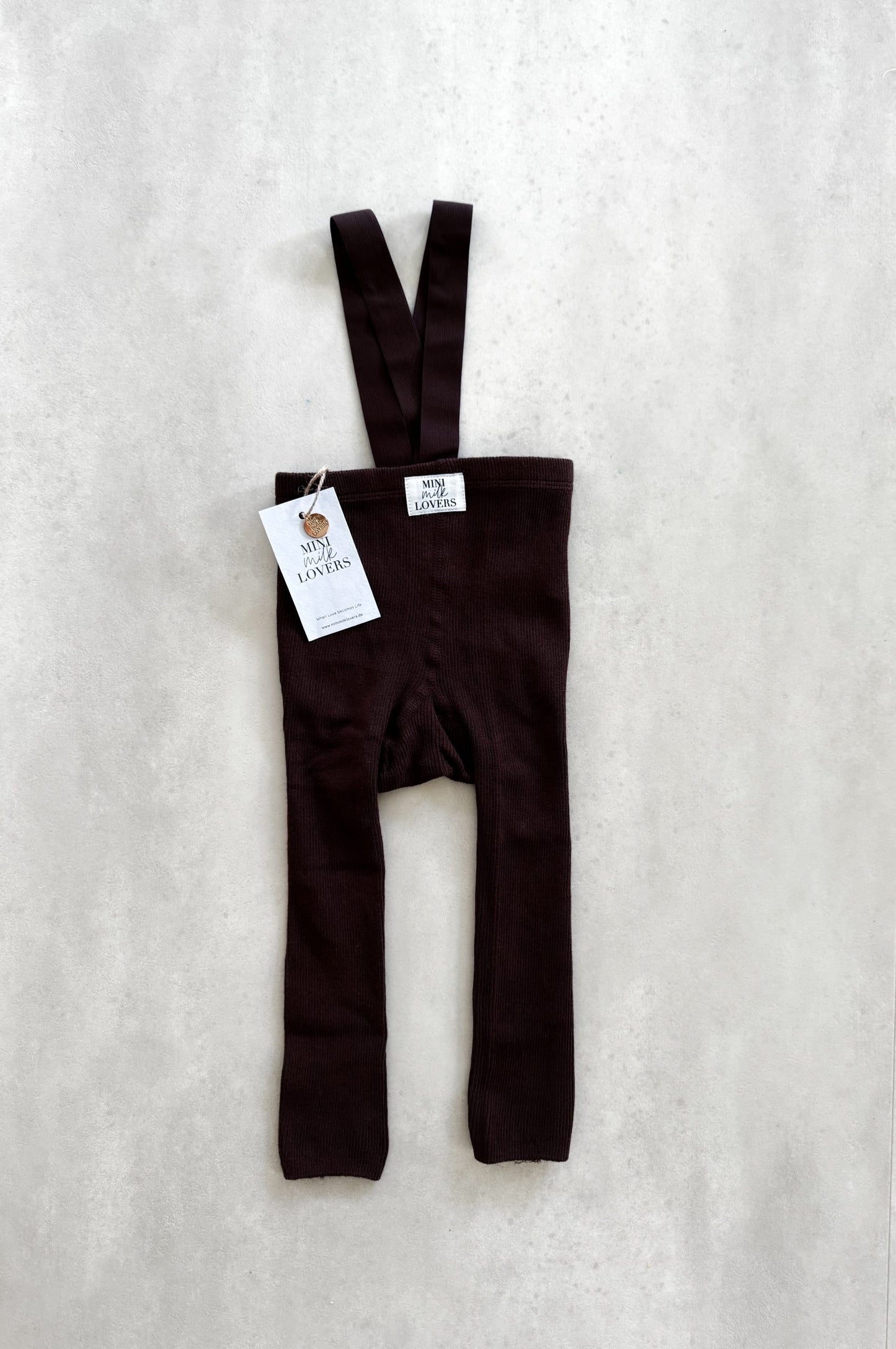 Tights with suspenders made of organic cotton, Chocolate Brown & Beige