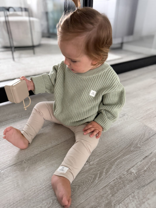 Bio Baumwoll Strickpullover Salbei