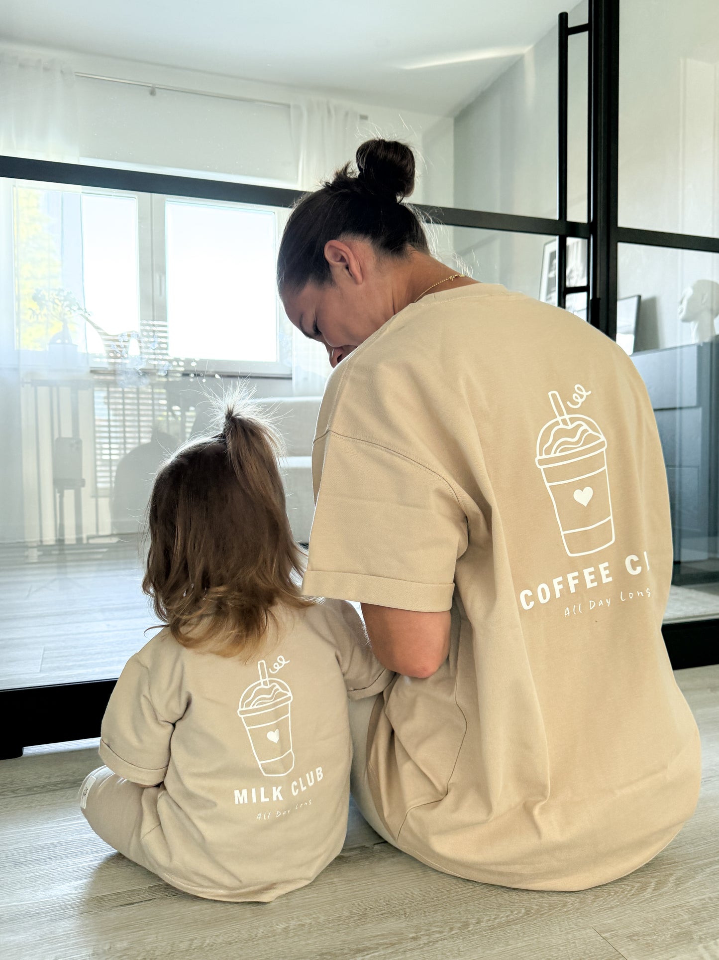 Coffee Club T-Shirt Beige Adult, Mini & Me