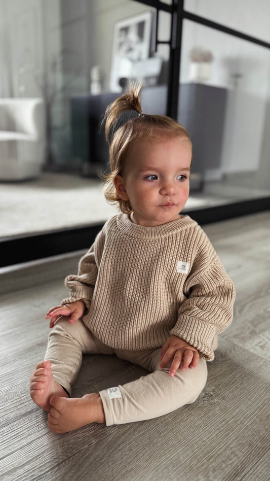 Bio Baumwoll Strickpullover Beige