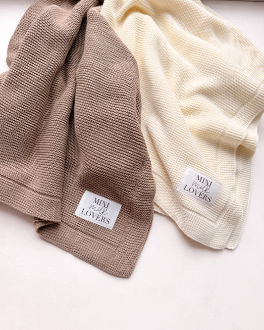 Handmade knitted blanket made from organic cotton