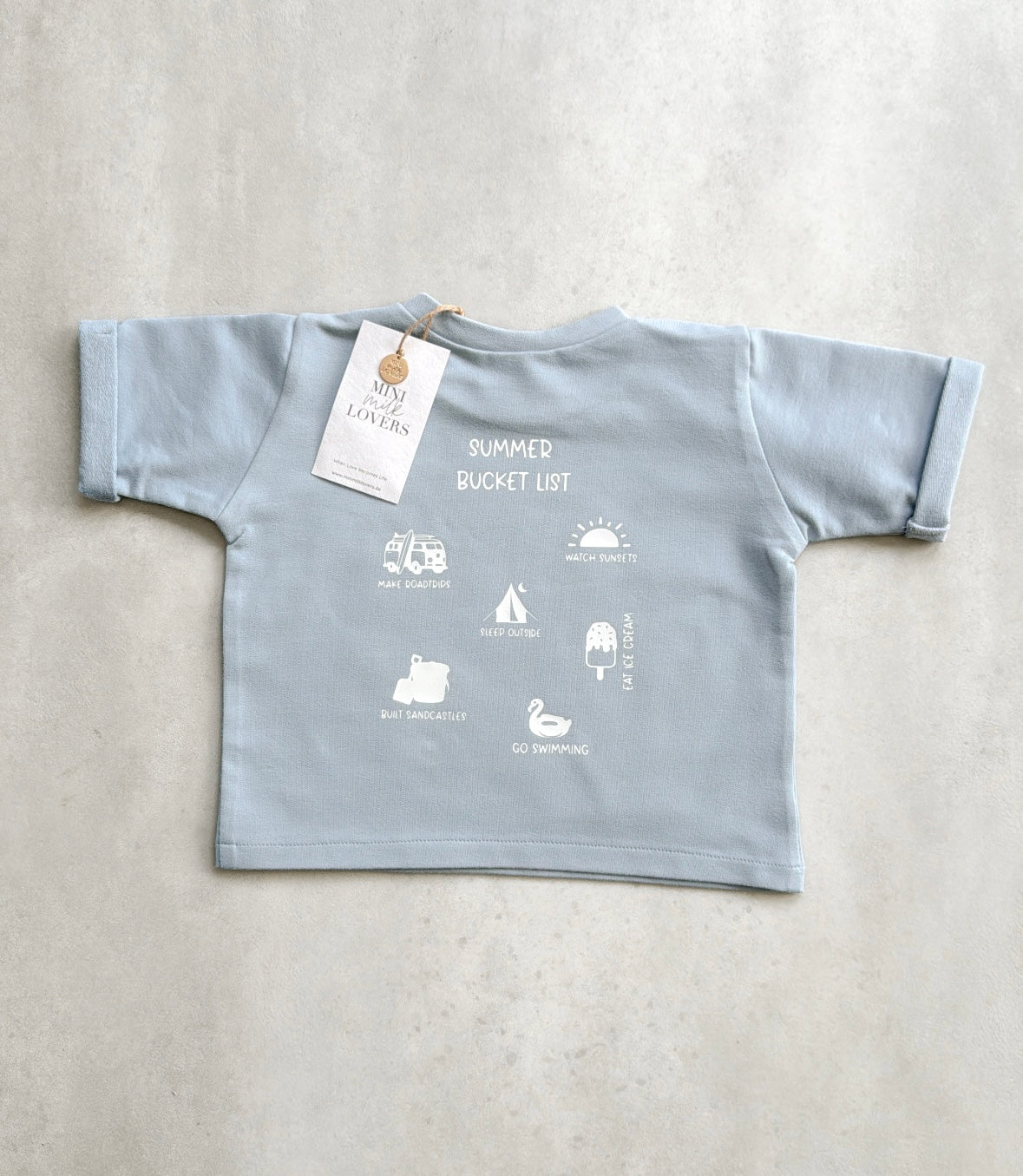 Summer Bucket List T-Shirt Pastellblau