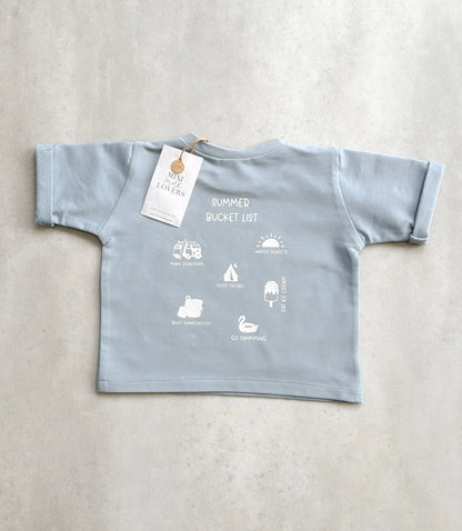 Summer Bucket List T-Shirt Pastellblau