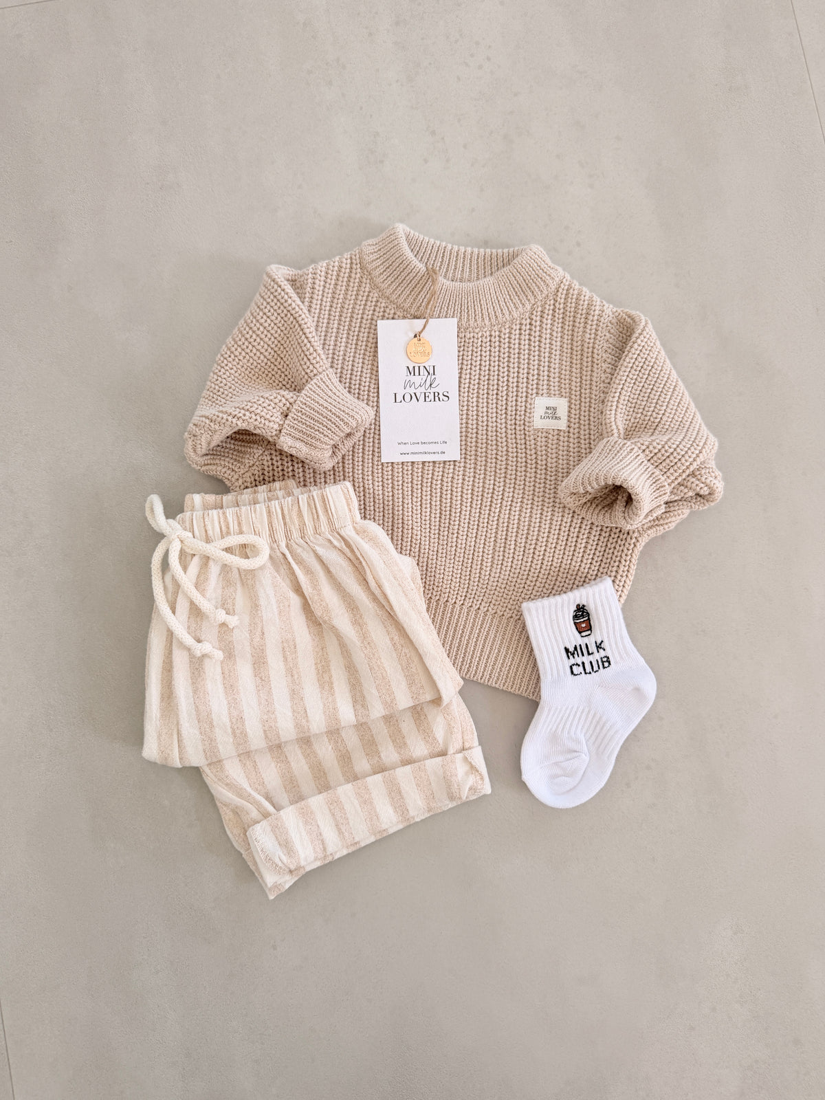 Bio Baumwoll Strickpullover Beige