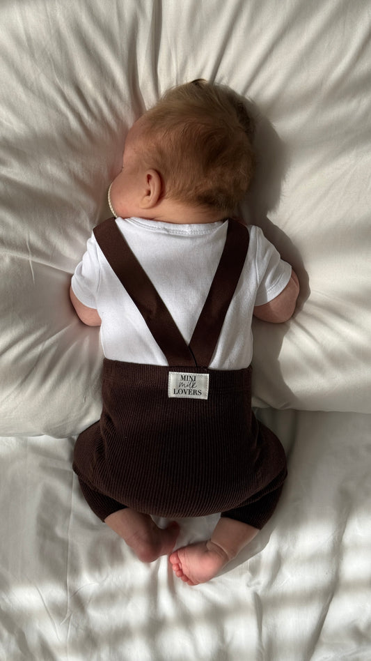 Strumpfhose mit Hosenträgern aus Bio Baumwolle, Chocolate Brown & Beige