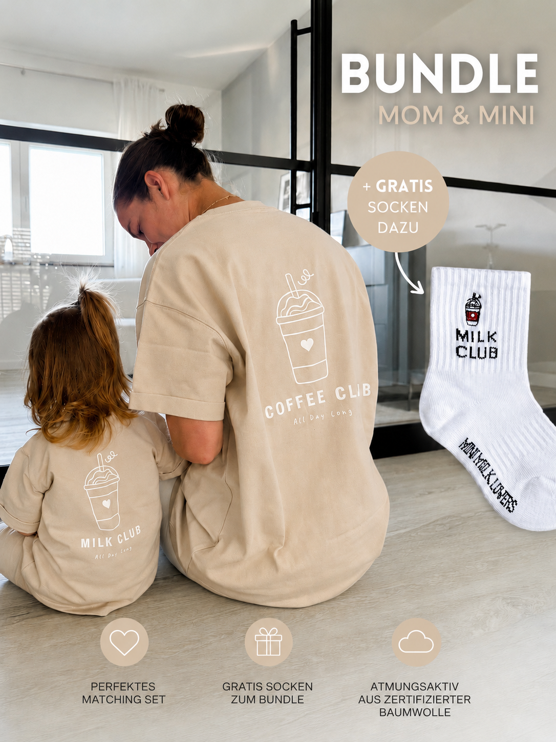 Coffee Club & Milk Club T-Shirt BUNDLE + GRATIS Socken