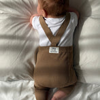 Strumpfhose mit Hosenträgern aus Bio Baumwolle, Chocolate Brown & Beige