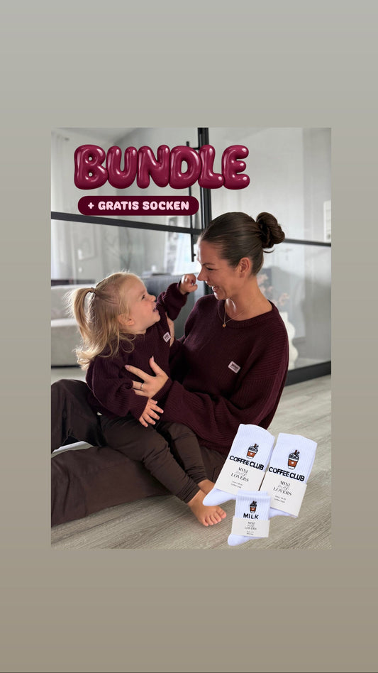 Mommy & Mini BUNDLE, Bio Strickpullover + GRATIS Socken