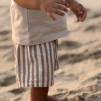 Summer shorts, dark beige striped