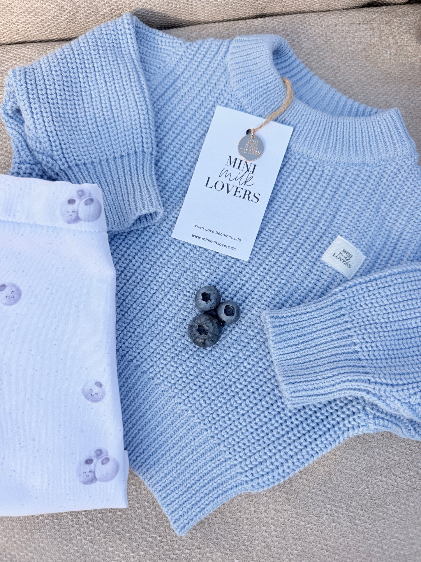 Strickpullover aus Bio Baumwolle Eisblau 🐻‍❄️