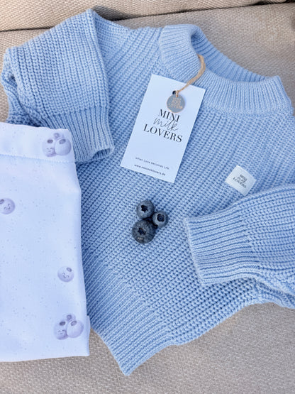 Strickpullover aus Bio Baumwolle Eisblau 🐻‍❄️