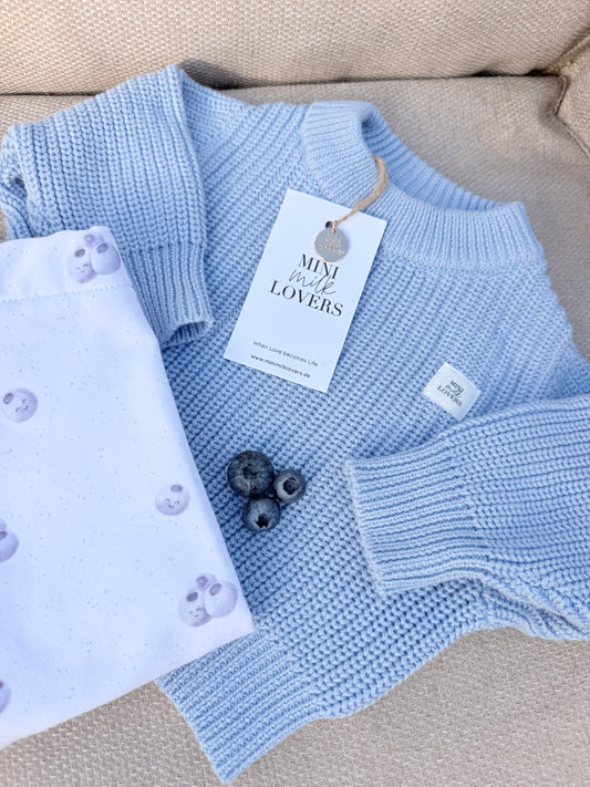 Strickpullover aus Bio Baumwolle Eisblau 🐻‍❄️