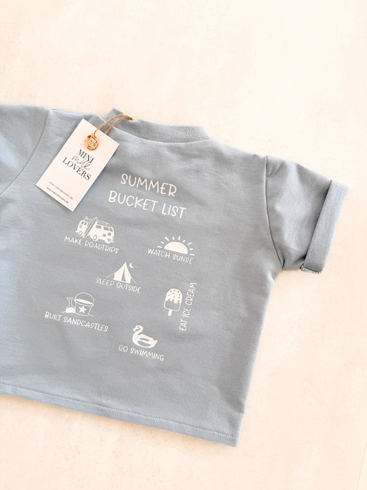 Summer Bucket List T-Shirt Pastellblau
