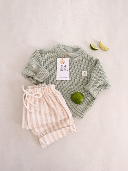 Organic cotton knit sweater sage
