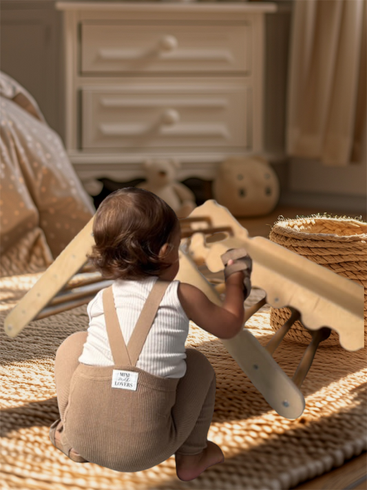 Strumpfhose mit Hosenträgern aus Bio Baumwolle, Chocolate Brown & Beige