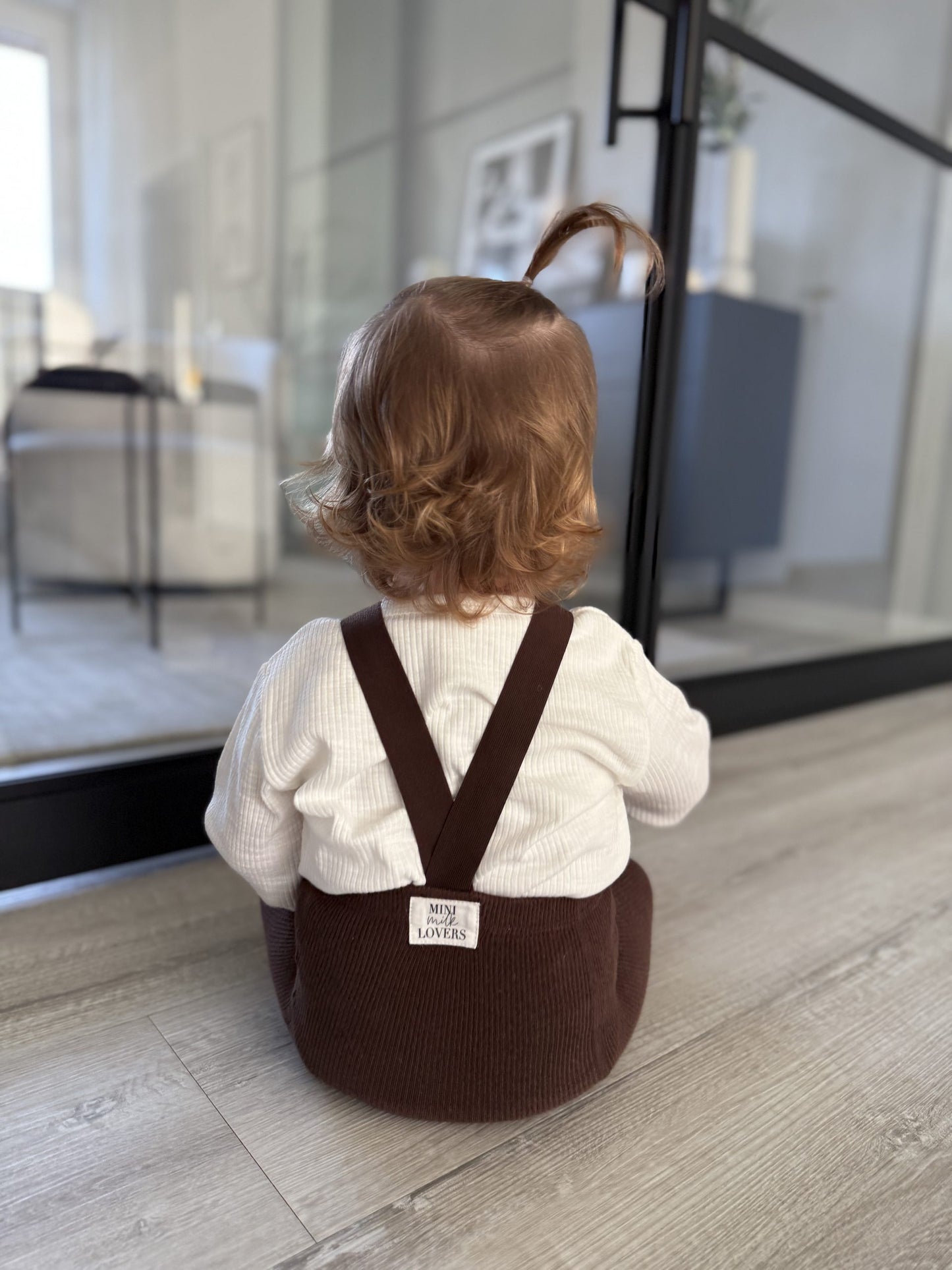 Strumpfhose mit Hosenträgern aus Bio Baumwolle, Chocolate Brown & Beige