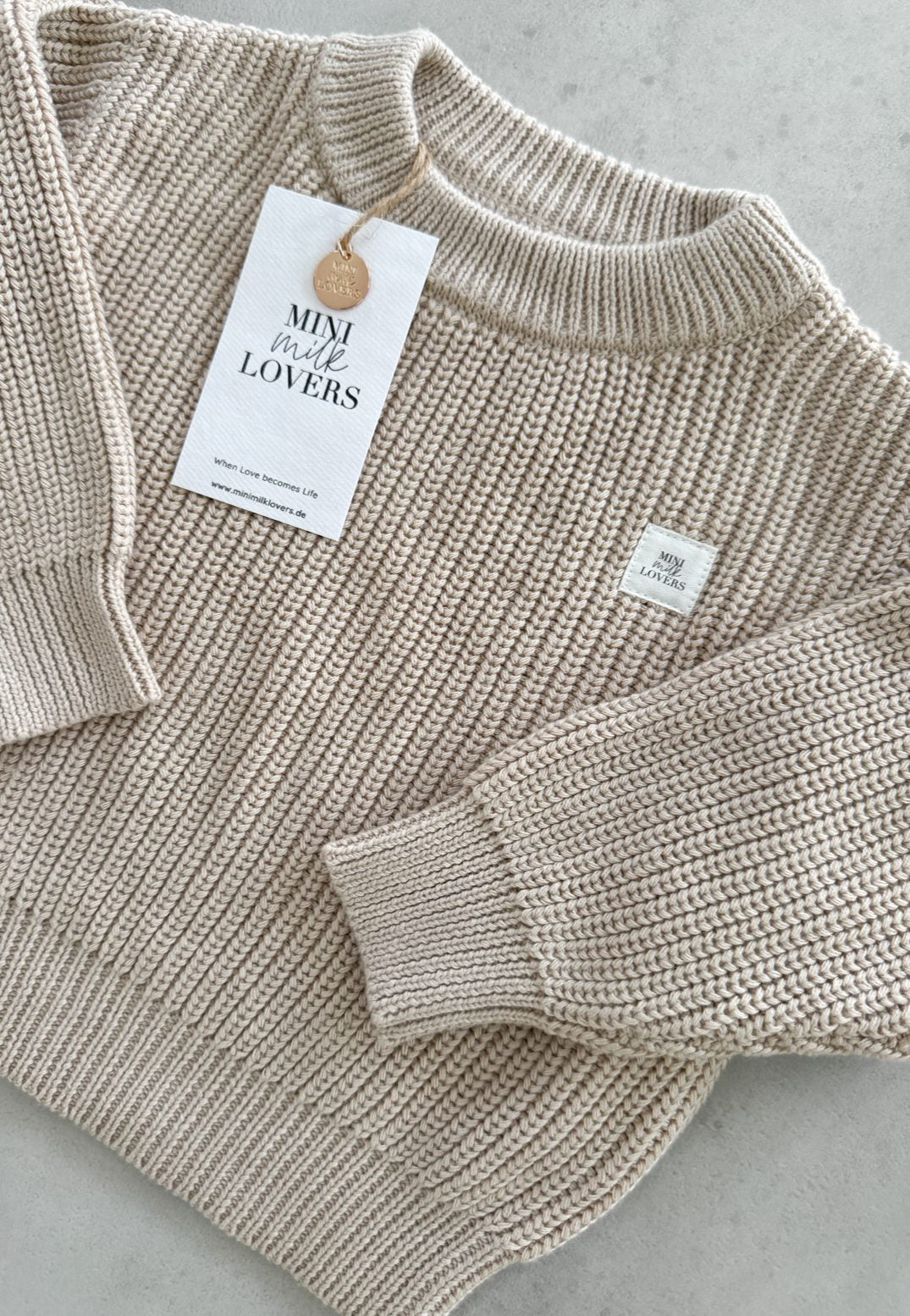 Bio Baumwoll Strickpullover Beige