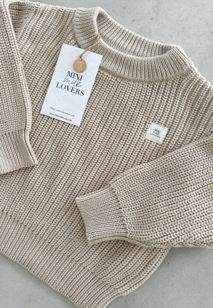 Bio Baumwoll Strickpullover Beige