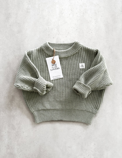 Bio Baumwoll Strickpullover Salbei