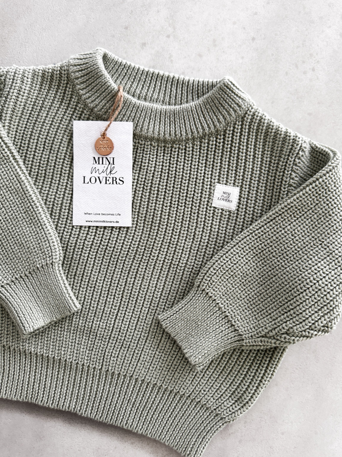 Bio Baumwoll Strickpullover Salbei