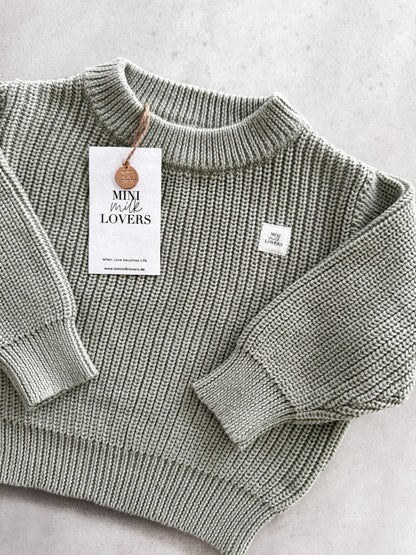 Bio Baumwoll Strickpullover Salbei