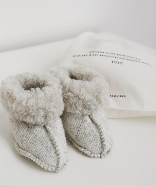 Famvibes Baby Slipper aus Schurwolle - Grau