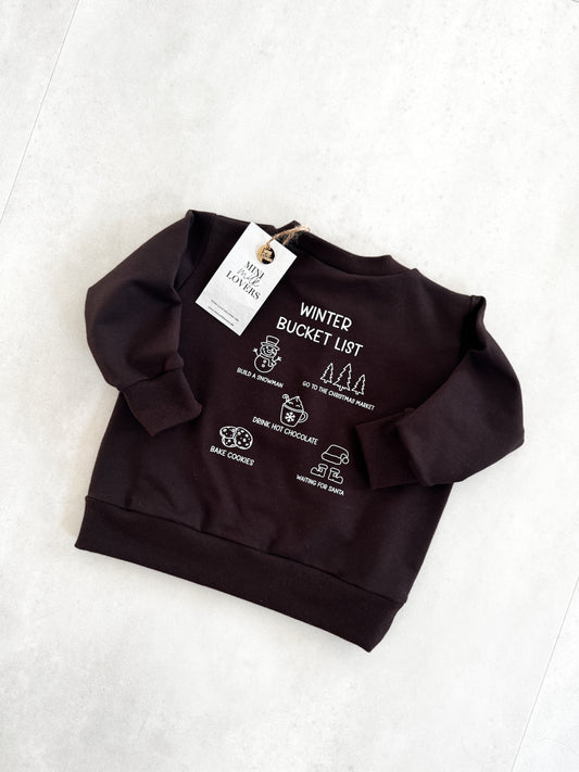 Winter Bucket List Sweater in Chocolate Brown