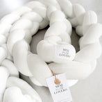 Handgefertigte Bettschlange 2m, Weiss, Hellgrau