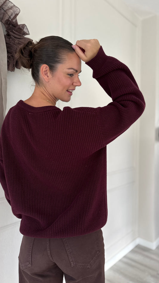 Mommy & Daddy Strickpullover aus Bio Baumwolle, Dark Grape 🍇