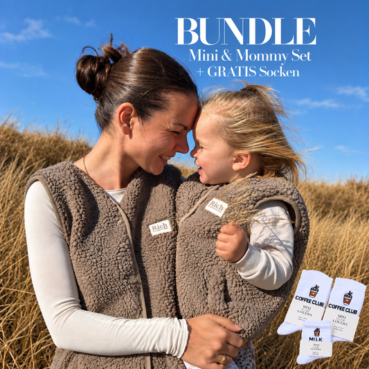 Mommy & Mini BUNDLE + GRATIS Socken, Teddy Westen aus Bio Baumwolle