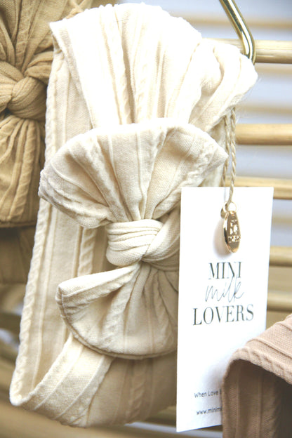 Haarschleife Beige & Weiß