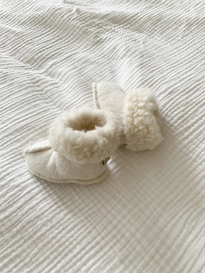 Famvibes Baby Slipper aus Schurwolle - Creme