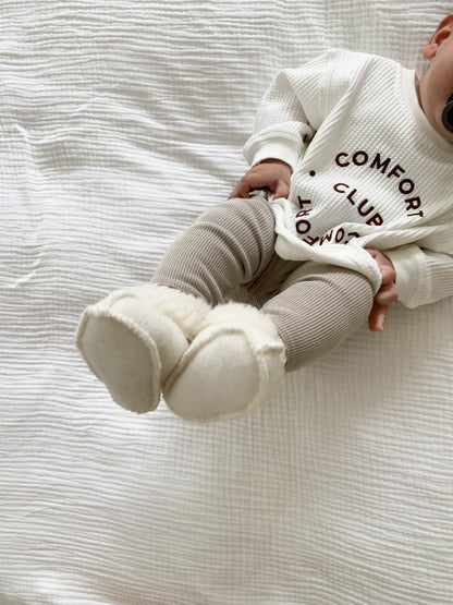 Famvibes Baby Slipper aus Schurwolle - Creme